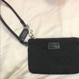 Black coach signature wristlet